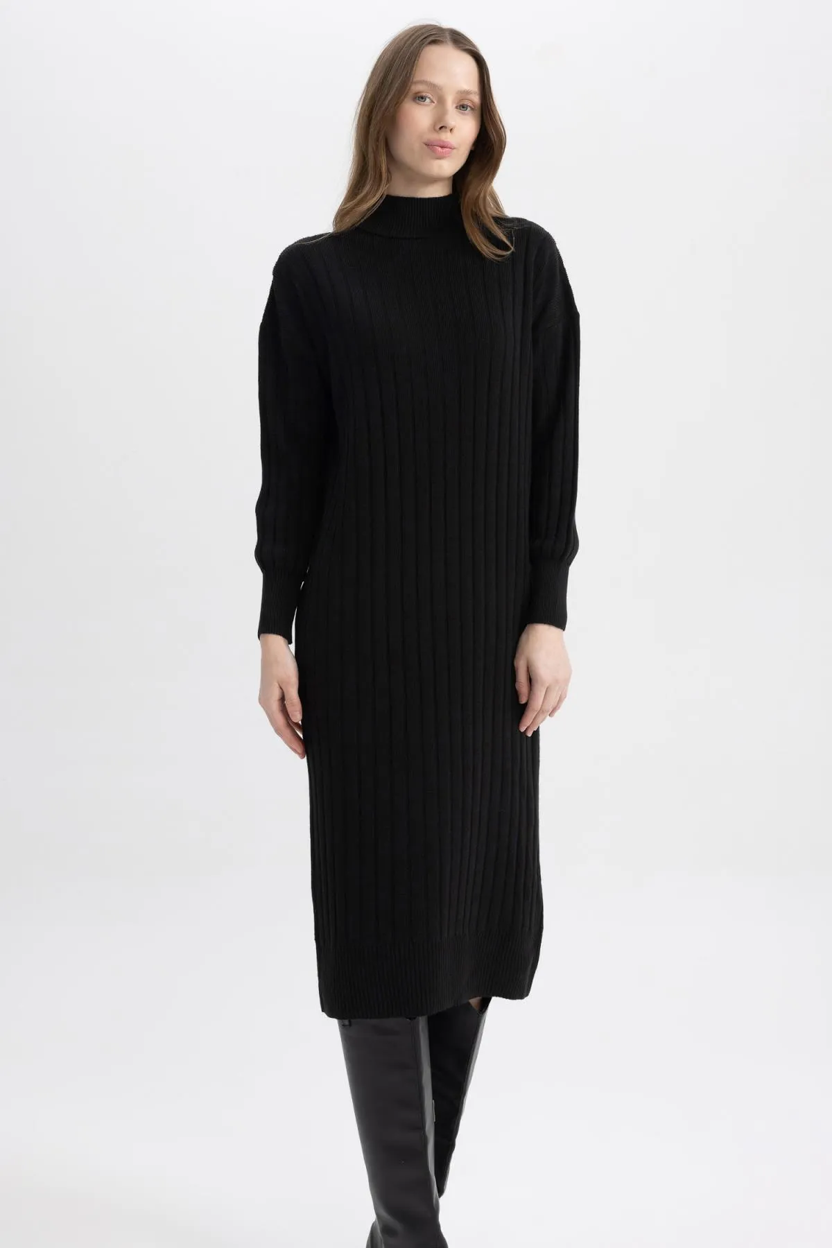 DeFacto  Langärmliges Kleid mit halblangem Rollkragen und normaler Passform