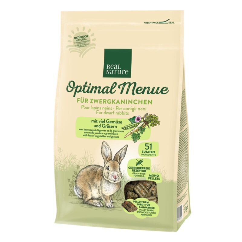 REAL NATURE Hauptfutter REAL NATURE „Optimal Menue“ für Zwergkaninchen 1,5kg