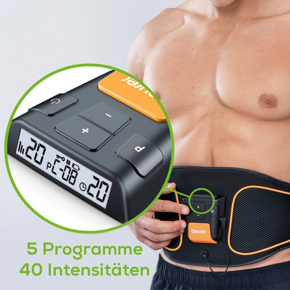 BEURER EMS-Bauchmuskeltrainer EM 37 Bauchmuskel-Gürtel, (2-tlg), Wasserkontakt-Elektroden