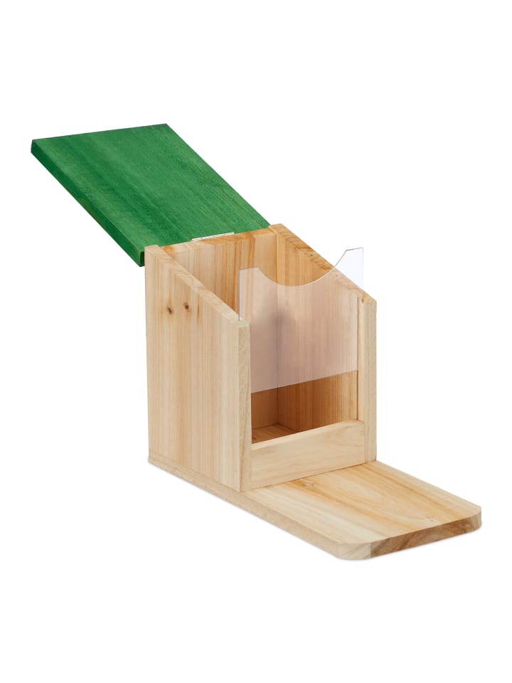 relaxdays Eichhörnchen Futterhaus in Natur/ Grün günstig kaufen onesize
