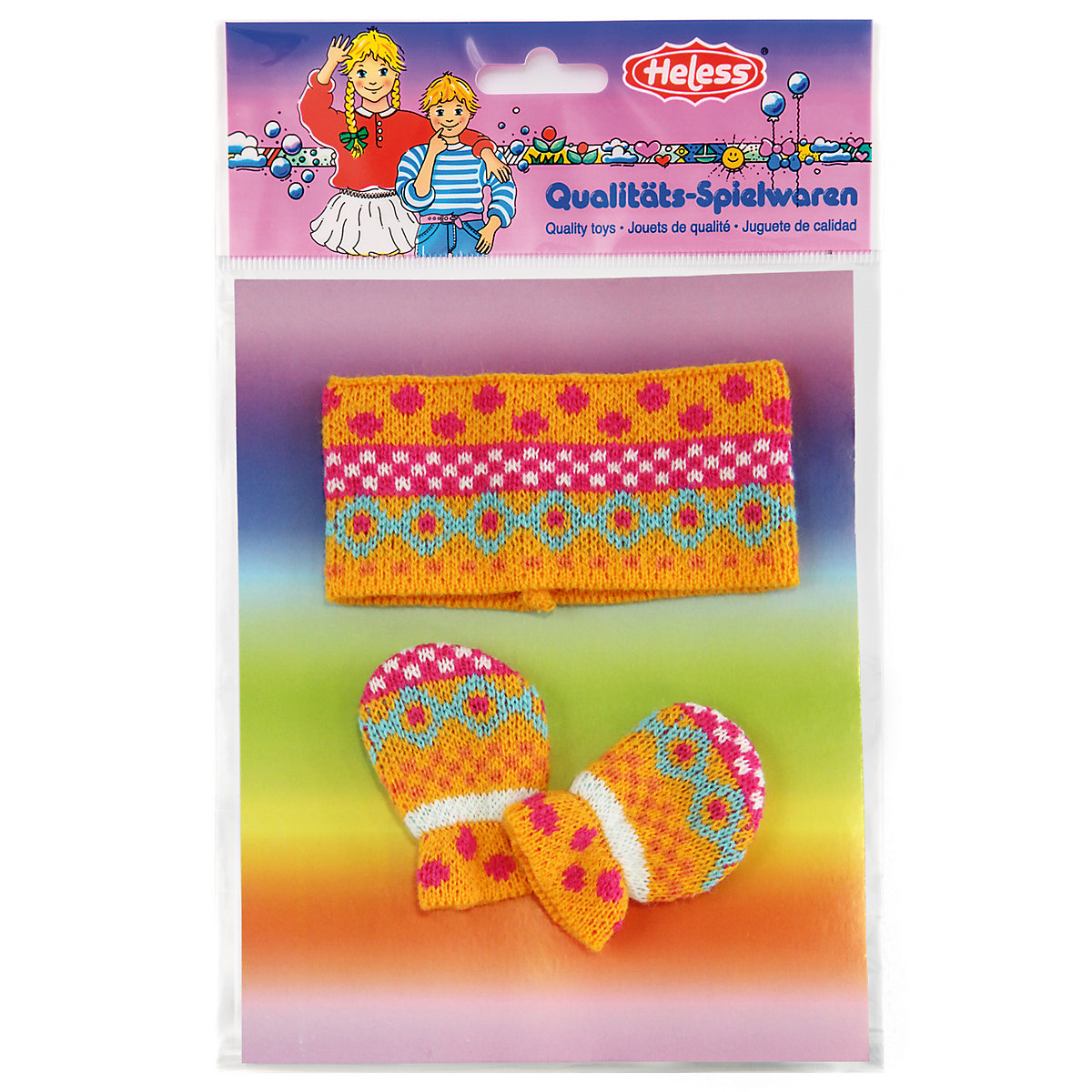 Fäustlinge und Stirnband Jolly Gr. 28-35 cm, Puppenkleidung