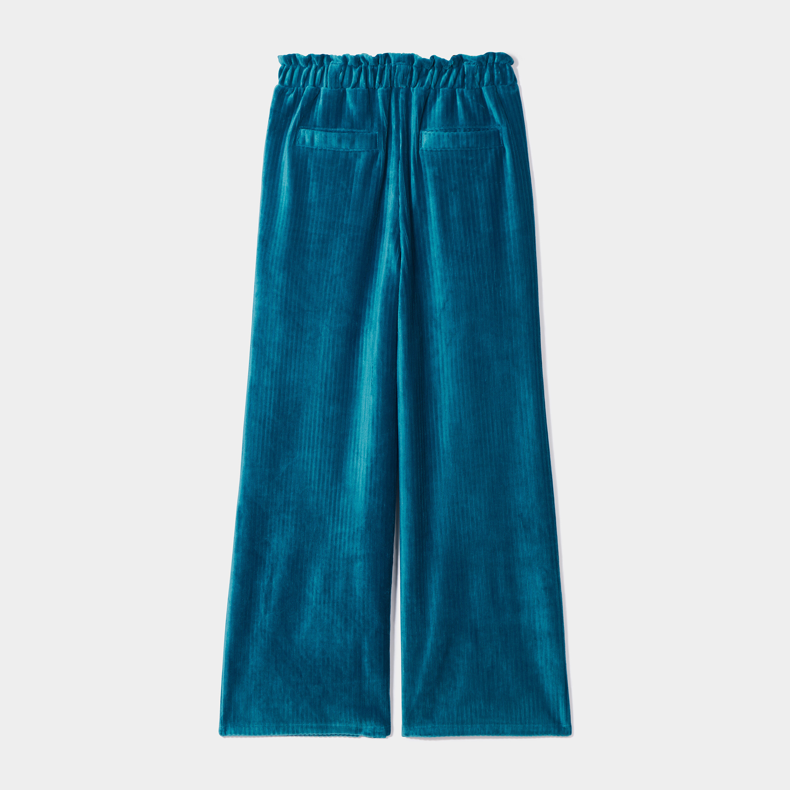 Pantalon large velours satin vert canard fille | La Halle