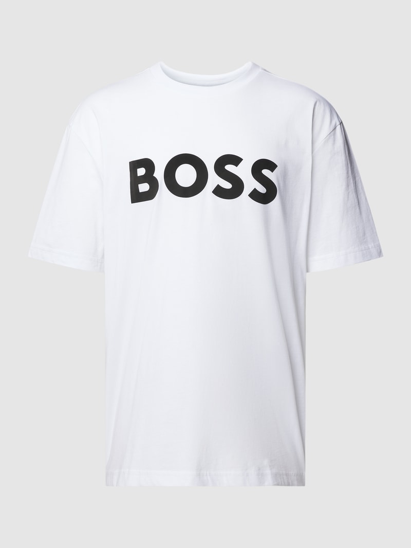 T-Shirt mit Label-Print in weiß
