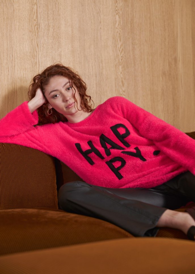 Hairy Strickpullover mit Wording