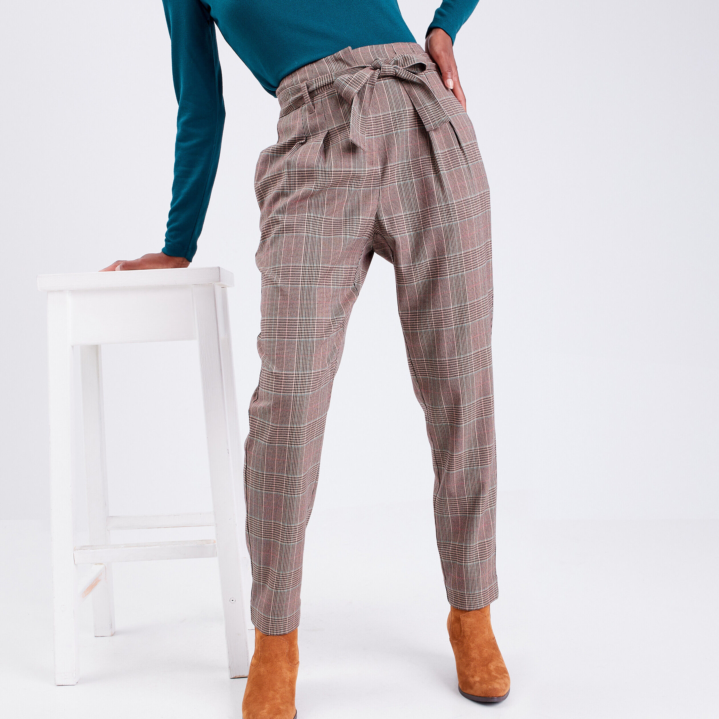 Pantalon paperbag blanc femme | Cache Cache