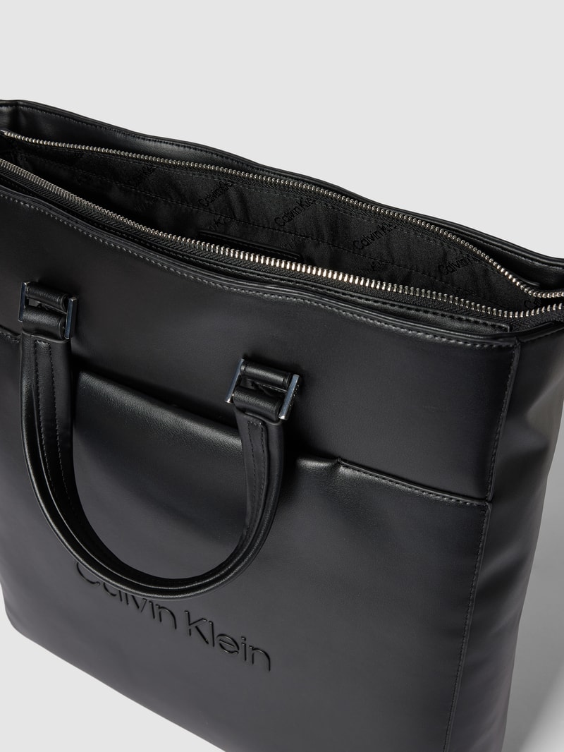 Tote Bag mit Label-Print Modell 'TOTE' in schwarz