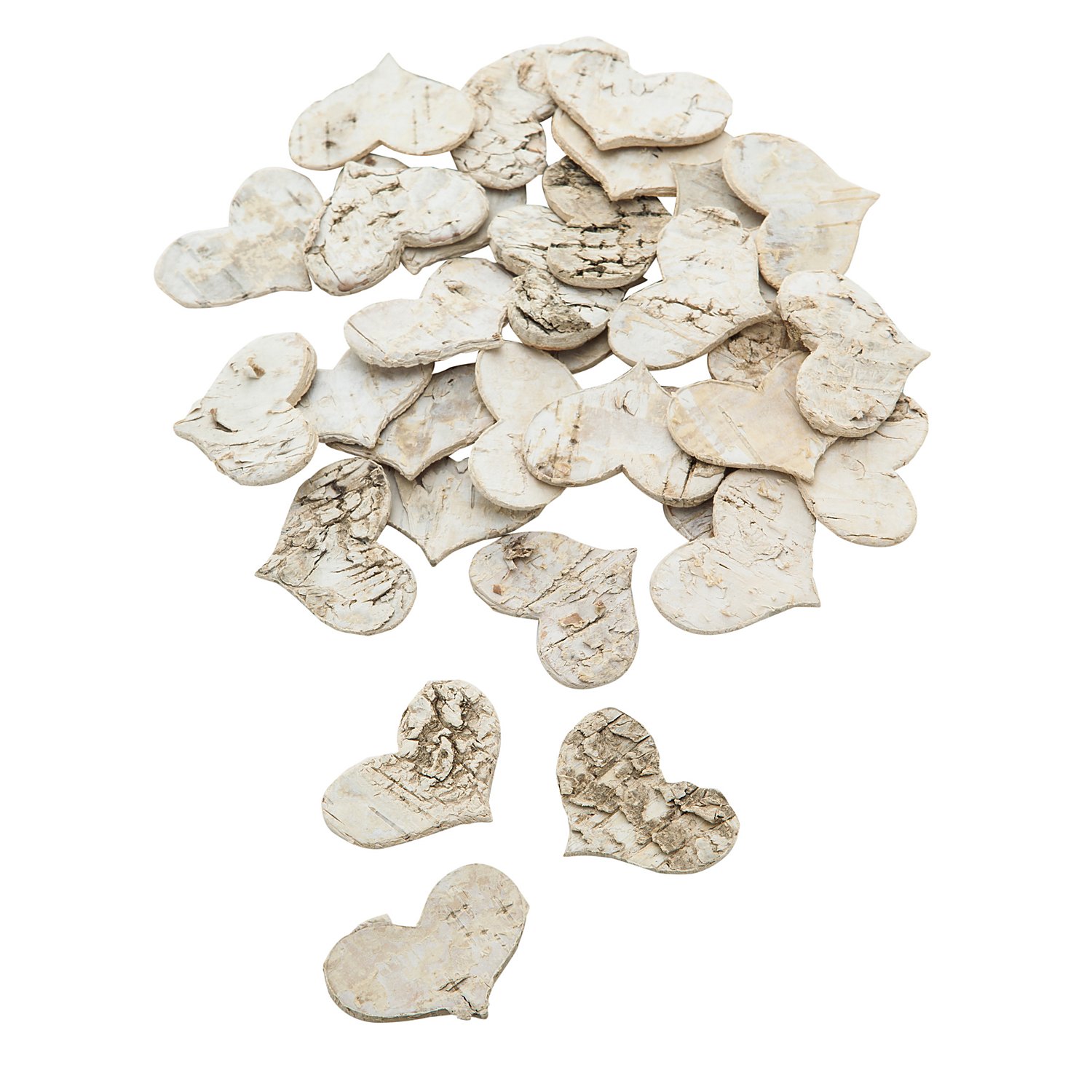 Herzen aus Birkenrinde, 3,5 cm, 30 Stück