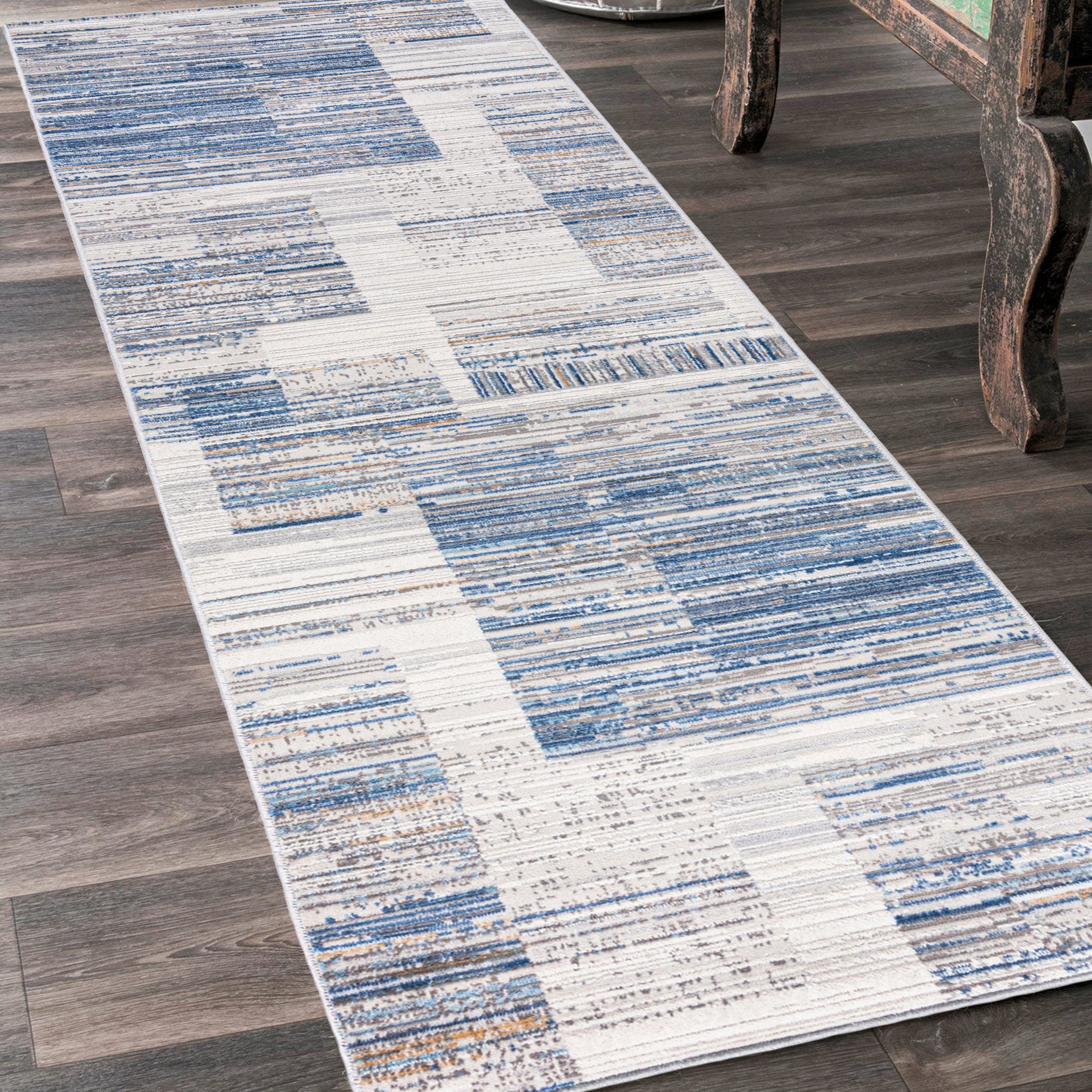 Läufer Läufer FlurLäufer Modern für Vorzimmer Schlafzimmer - Abstrakt Muster, Mazovia, 80 x 100 cm, Kurzflor, Meterware