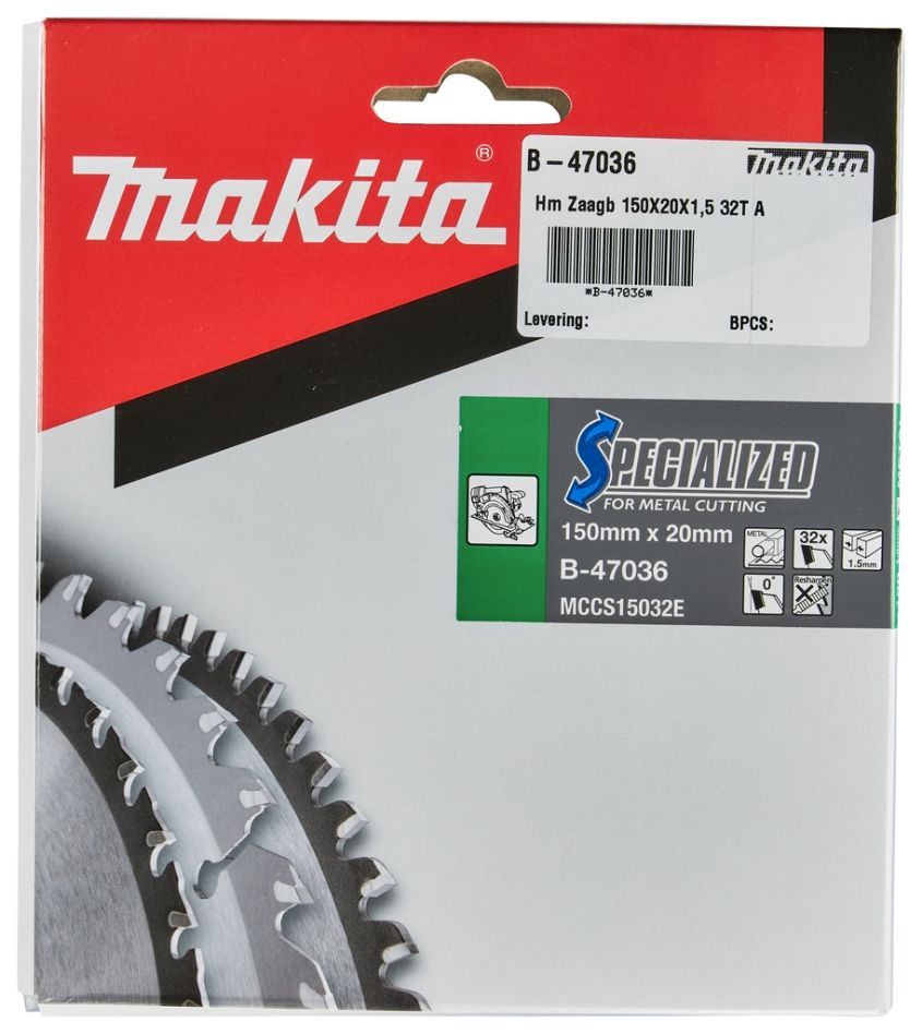 Accessoires Makita B-47036 Lame de scie 150x20x32 pour le sciage des métaux