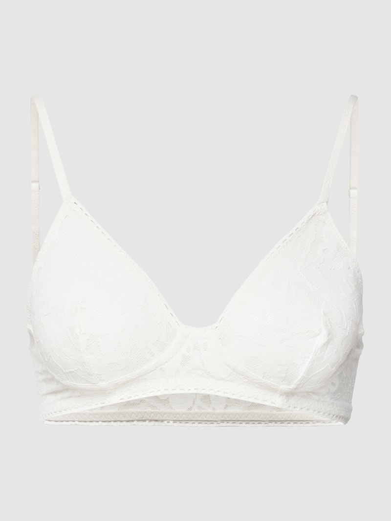 Bralette mit Spitzenbesatz Modell 'UNLINED' in offwhite