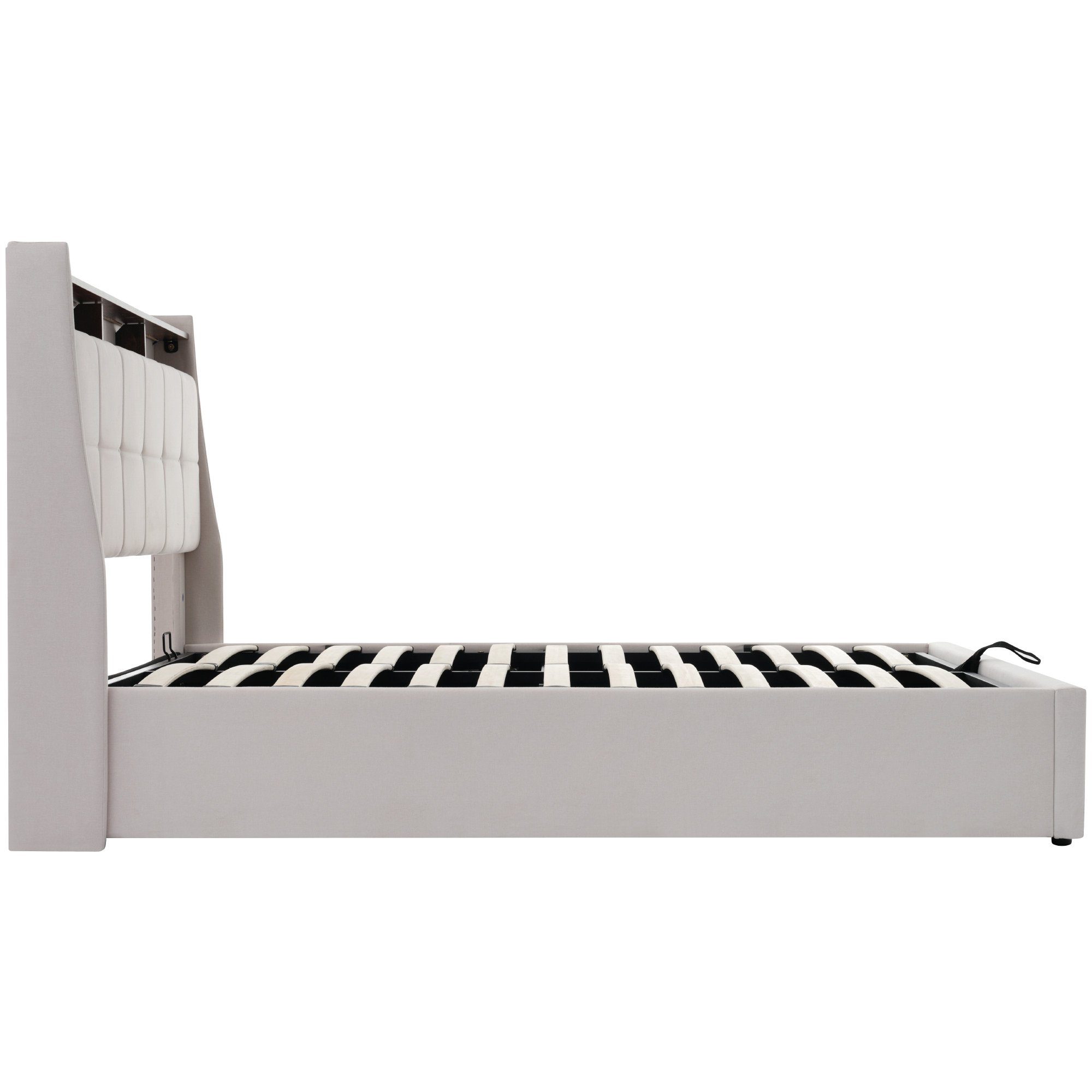 WISHDOR Polsterbett Bett (LED Doppelbett Jugendbett mit USB/Typ-C Ladeanschluss), 180x200cm,Ohne Matratze