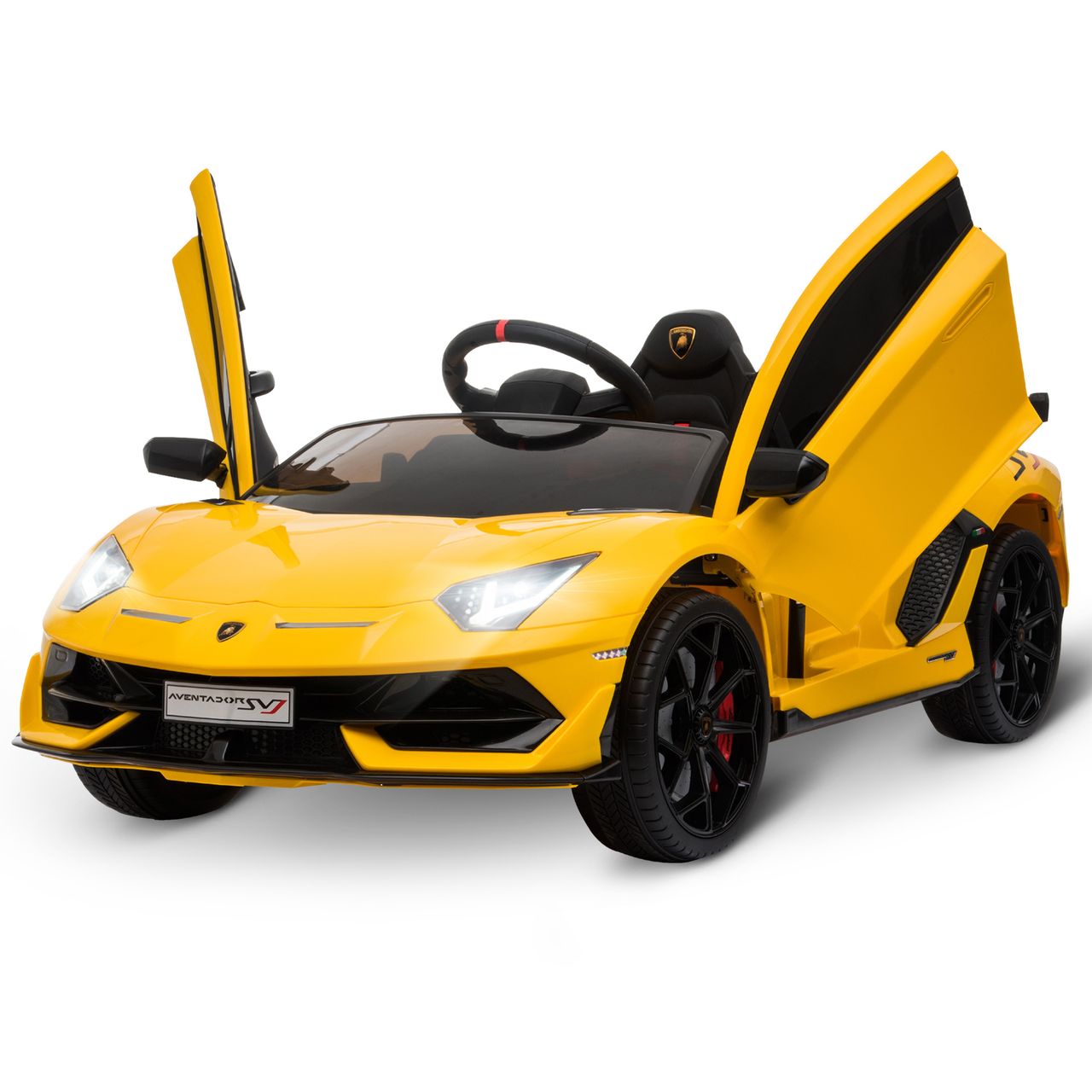 HOMCOM Kinderauto Lamborghini SVJ Elektroauto für 3-8 Jahre mit MP3 Gelb