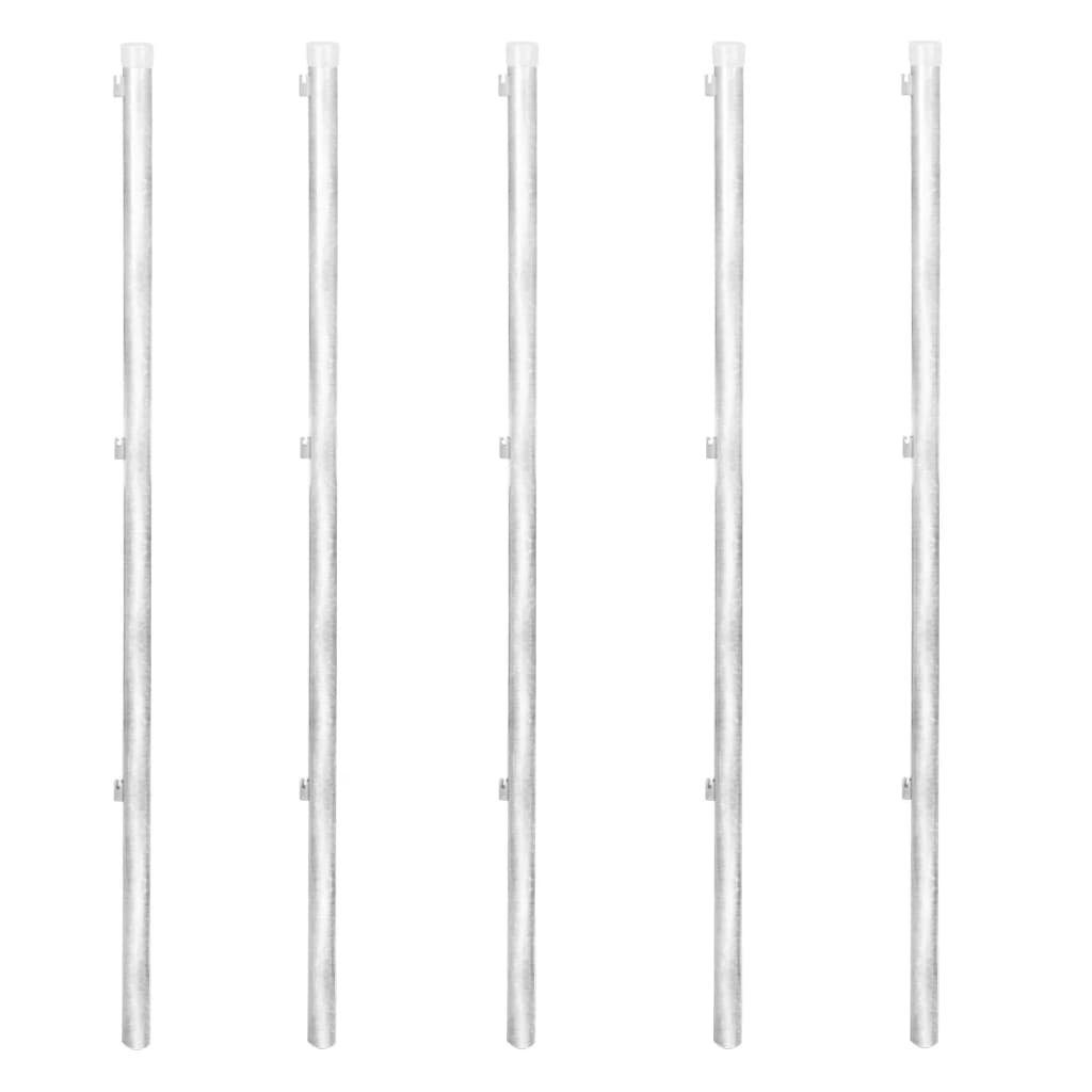 vidaXL Gartenzaun Maschendrahtzaun mit Pfosten Bodenhülsen Stahl Verzinkt 15x0,8m, (1-St)