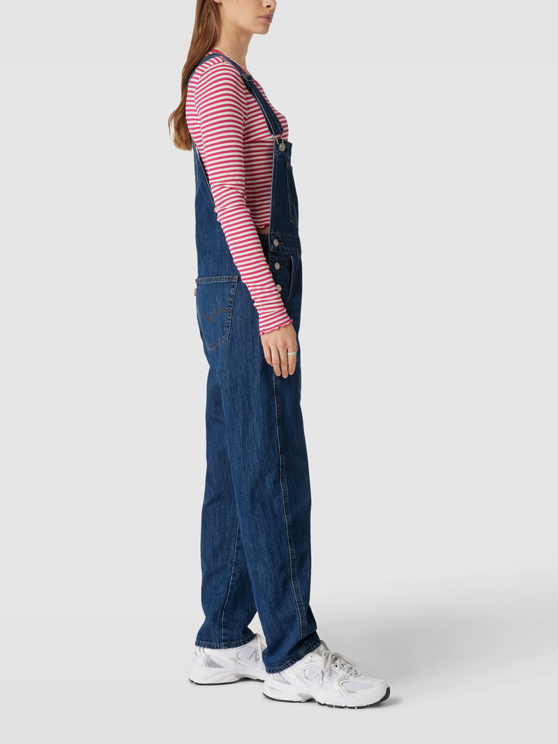 Latzhose mit Label-Patch Modell 'VINTAGE' in jeans