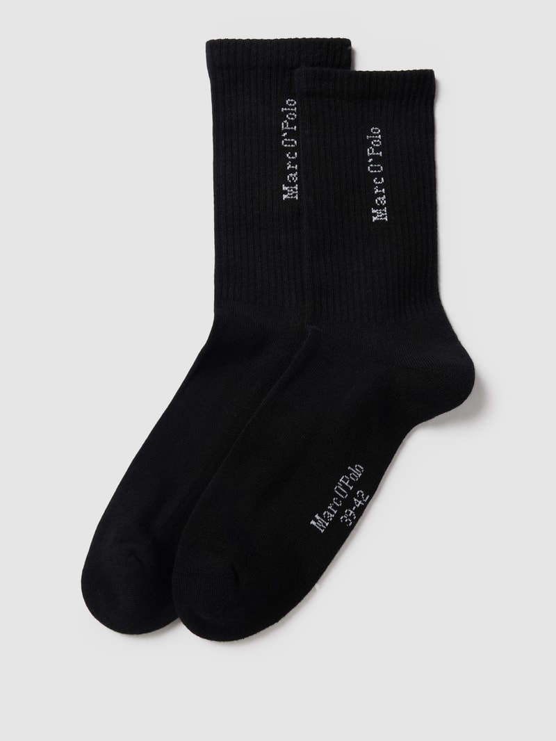 Socken mit Label-Detail im 2er-Pack Modell 'Alex' in schwarz