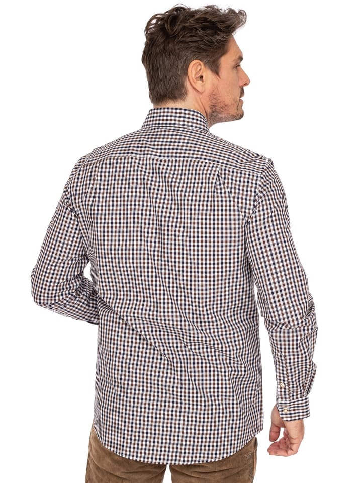 Almsach Langarmhemd LF670-CO in blau-braun günstig kaufen XXL
