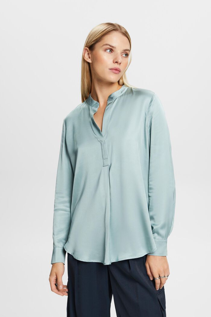 Satinbluse mit V-Ausschnitt
