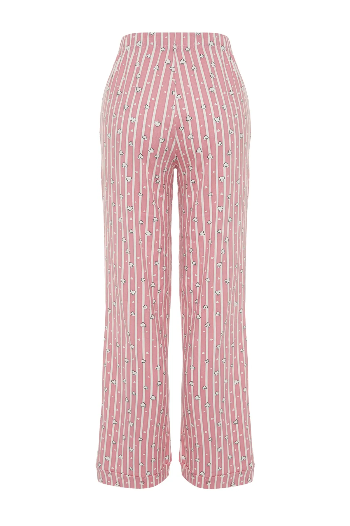 Trendyol Collection  Gestreifte gestrickte Pyjamahose aus rosa Baumwolle THMSS23PJ00002
