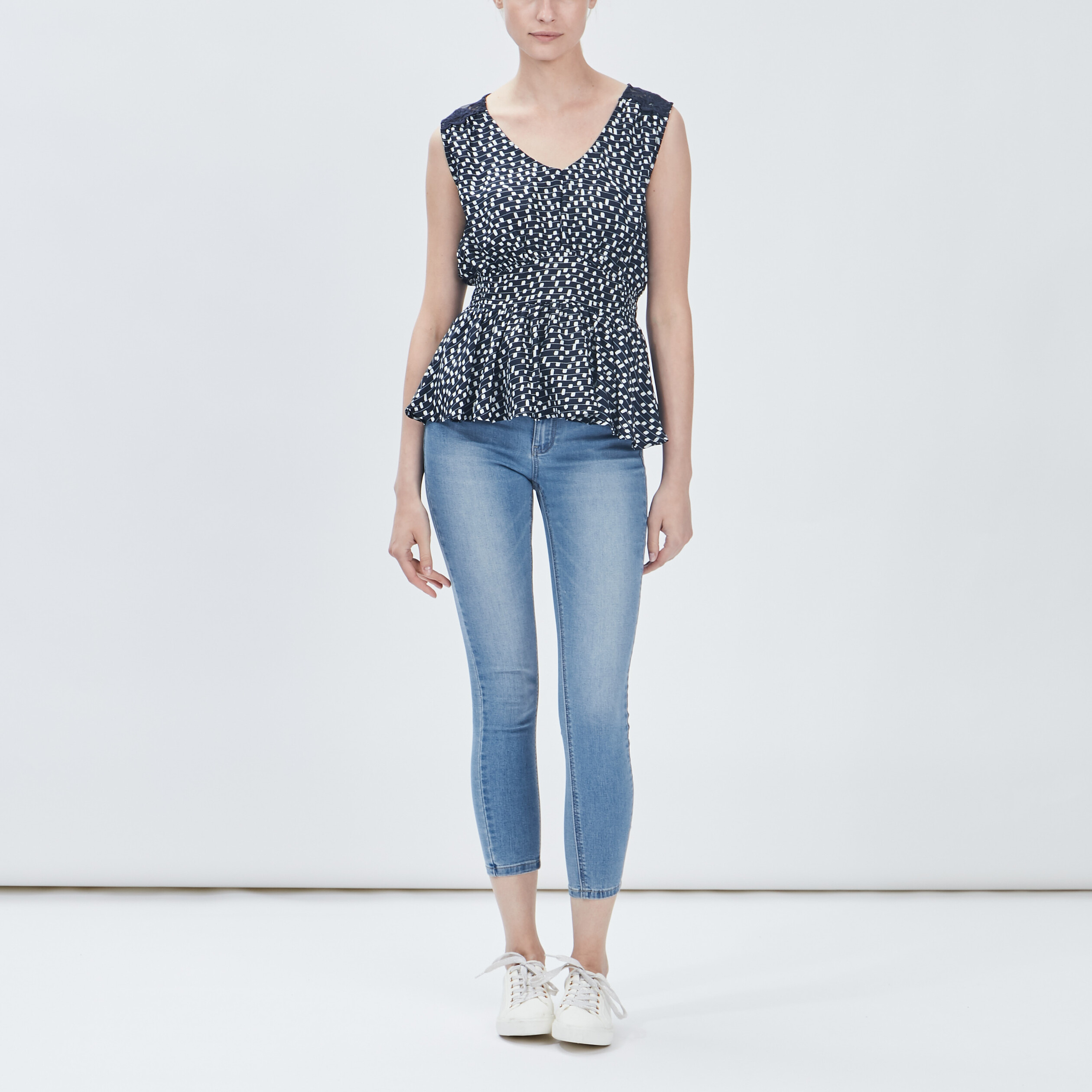Jeans skinny 7 8ème taille standard denim double stone femme | La Halle