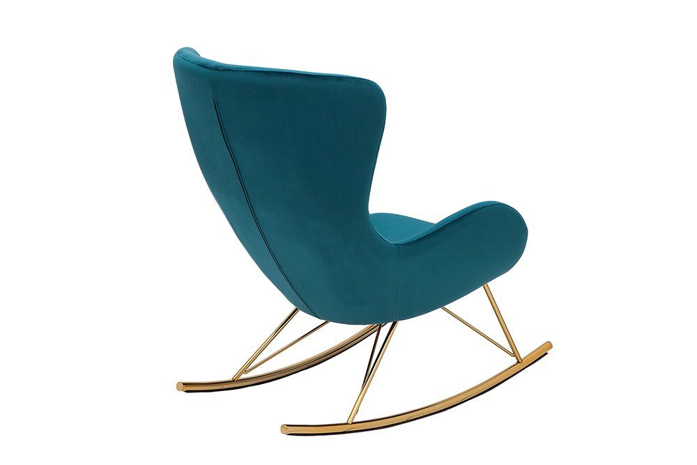 riess-ambiente Schaukelstuhl SCANDINAVIA SWING türkis / gold, Wohnzimmer · Samt · Metall · mit Sitzkissen