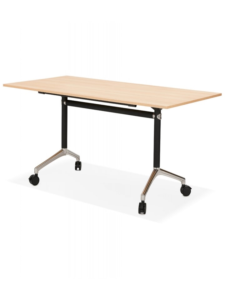 KADIMA DESIGN Klappbarer Schreibtisch aus Holz und Metall | Beige Naturholz Optik in Beige günstig kaufen