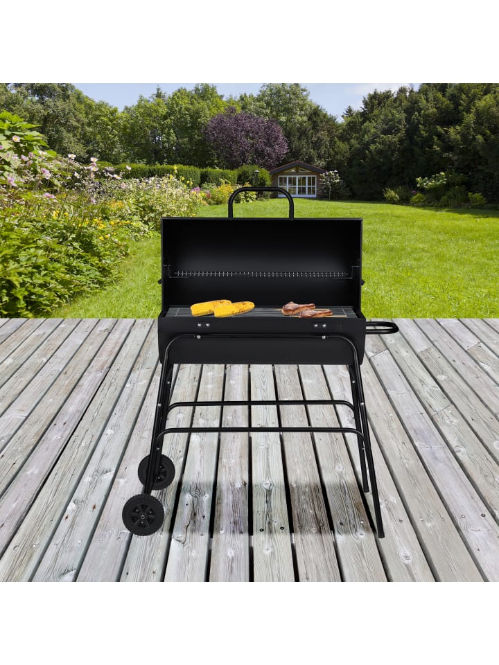 relaxdays Holzkohlegrill in Schwarz (B)103 x (H)96,5 x (T) 64,5 cm günstig kaufen onesize