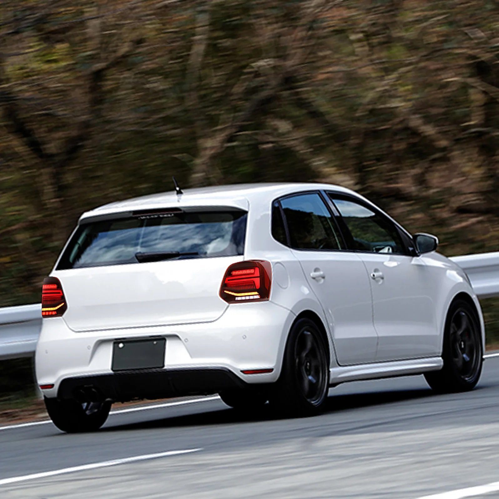 LLCTOOLS Rückleuchte Voll LED Rückleuchten für VW Polo 6R 6C 2011-2017 Rot in OLED Technik, LED fest integriert