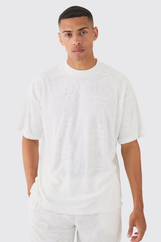 Oversized Burnout Towelling Jacquard T-shirt