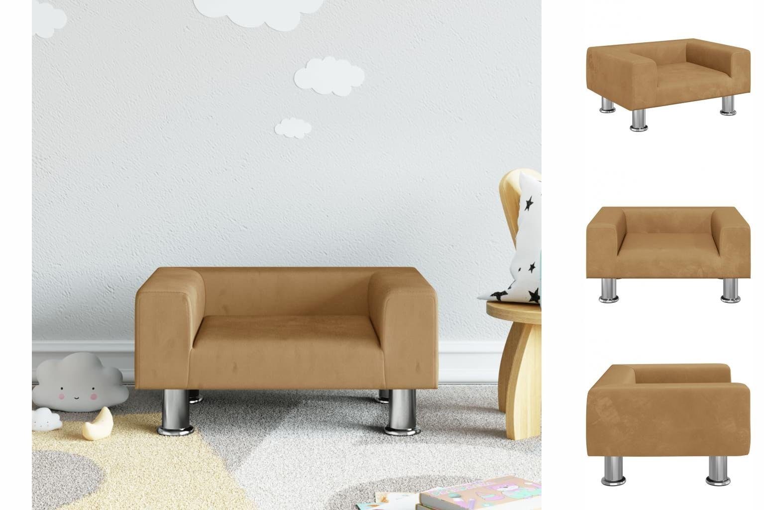 vidaXL Kindersofa Kindersofa Braun 50x40x26,5 cm Samt Kindercouch Kindermöbel Kinderzimm