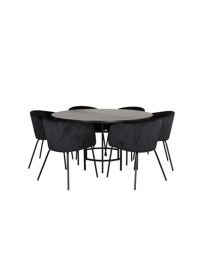 ebuy24 Essgruppe Copenhagen (7-teilig) Schwarz 140 x 140 cm günstig kaufen onesize