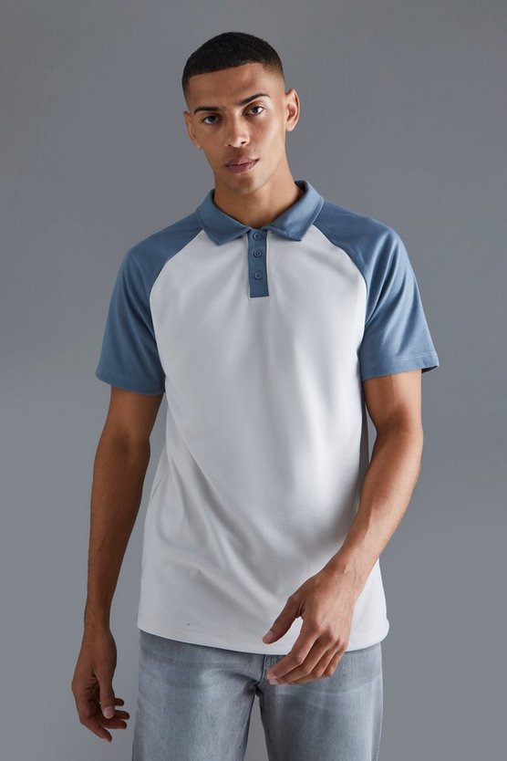 Slim-Fit Raglan Colorblock Poloshirt