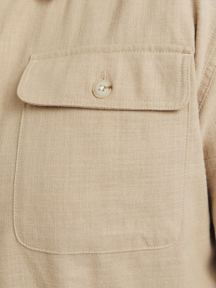 JACK & JONES PLUS Overshirt in White Pepper günstig kaufen