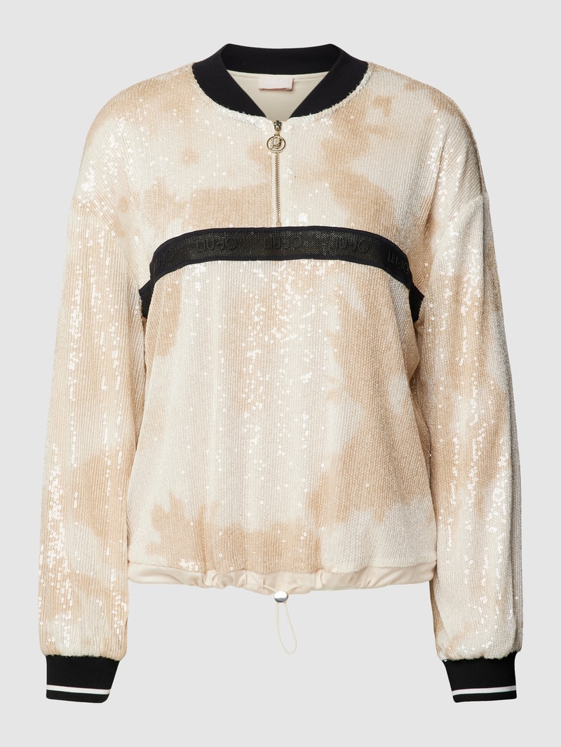 Pullover mit Paillettenbesatz in sand