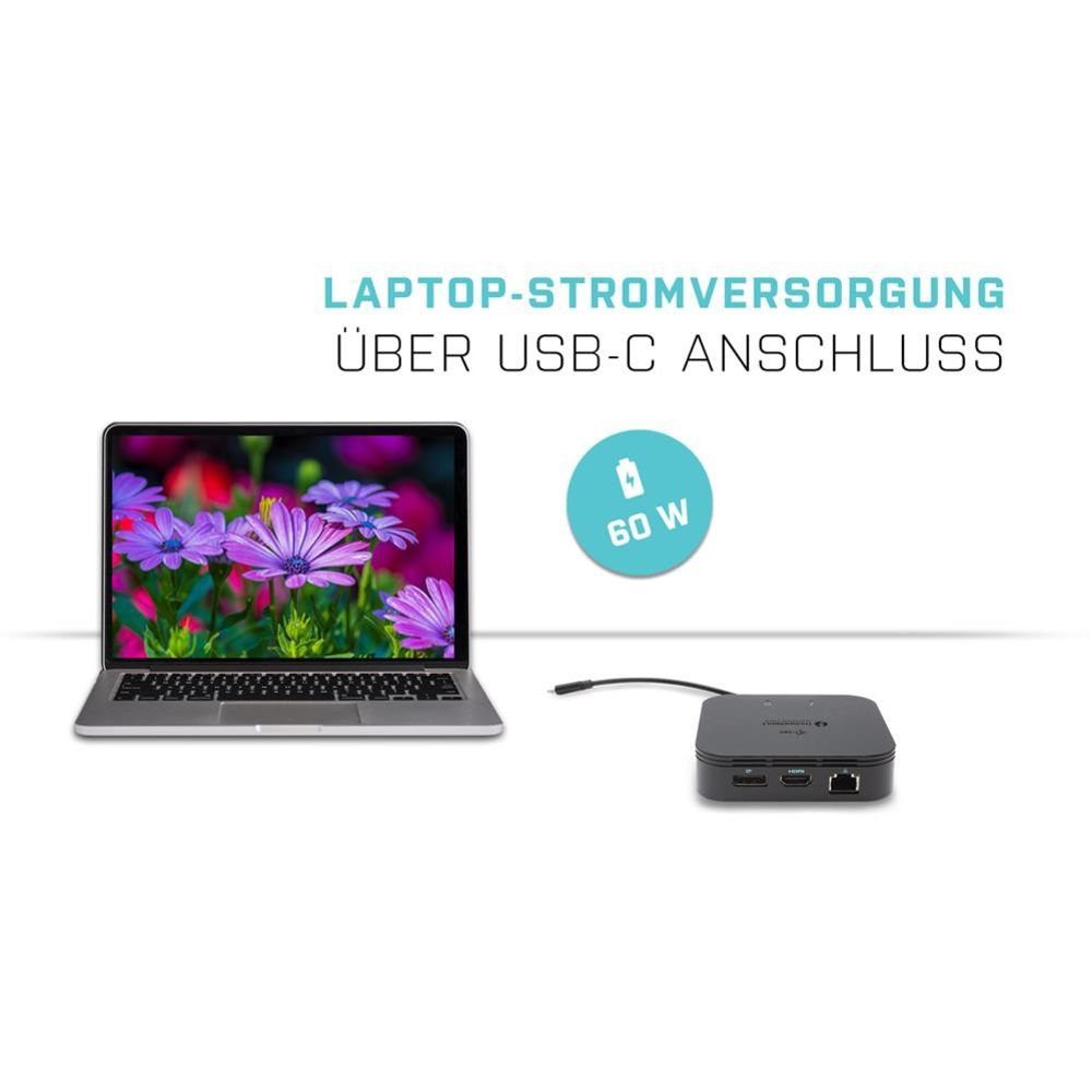 I-TEC Laptop-Dockingstation Thunderbolt 3 Travel Dock Dual 4K Display + Power Delivery 60W, Notebook/Tablet Dockingstation