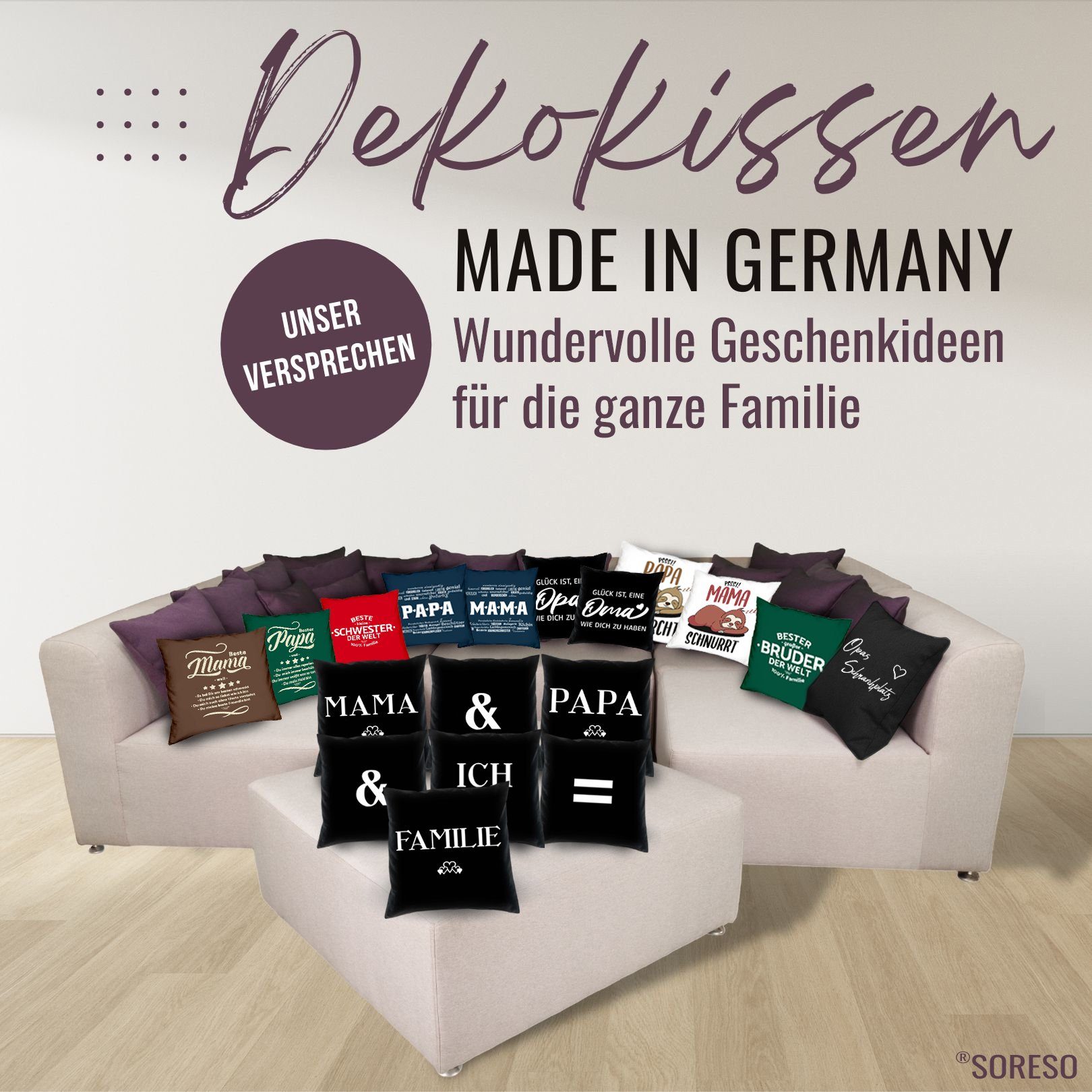 Soreso® Dekokissen Geschenk für Oma und Opa Weihnachten Kissen-Set Weihnachtsgeschenk, Geschenk-Set