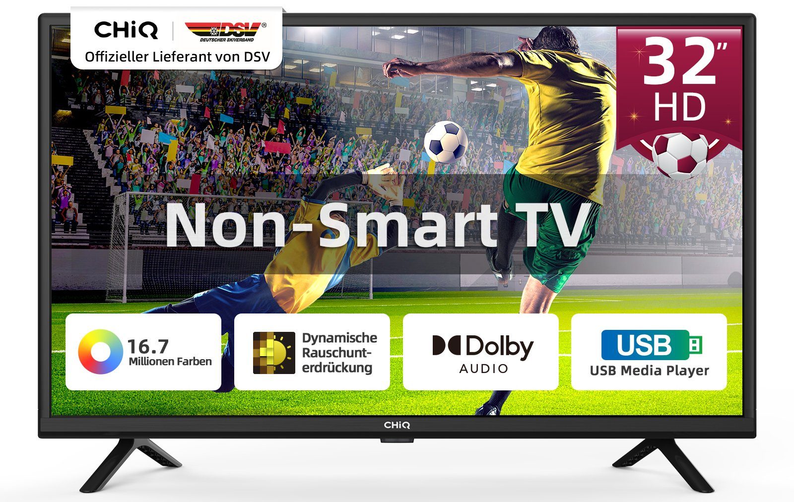 CHiQ L32G5W LED-Fernseher (80,00 cm/32 Zoll, HD, Non Smart-TV, Hotelmodus,HDMI/USB/CI+,Triple Tuner(DVB-T/T2/C/S2),Dolby Audio)