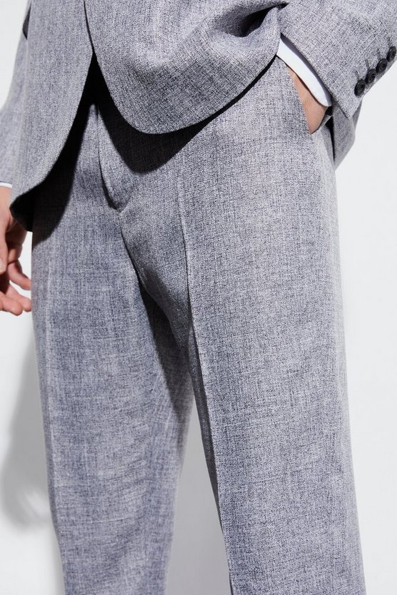 Schmale strukturierte Hose mit hohem Bund
