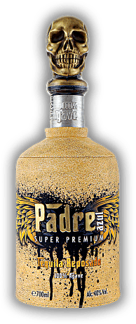 Padre Azul Reposado Padre Azul Reposado Die besondere Flasche mit dem Totenkopf-Stöpsel wird in Handarbeit hergestellt und ist so außergewöhnlich wie sein Inhalt. 0,7	 Liter - Vol 38%
