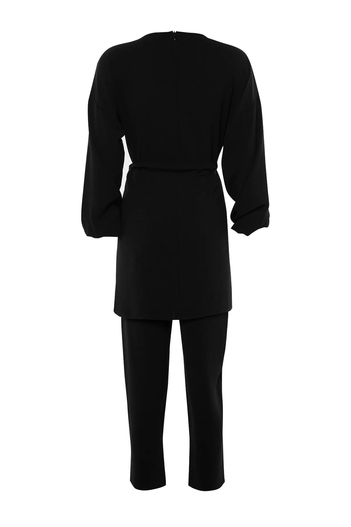 Trendyol Modest  Schwarzes Aerobin-Hemd-Hosen-Set mit Krawatte und Taillentasche TCTSS21AU0238