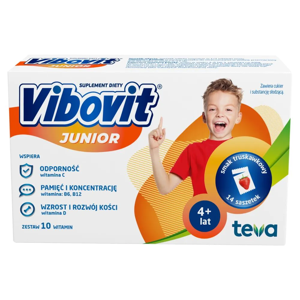 Vibovit Junior, Σετ Βιταμινών για Παιδιά από 4 Ετών, Γεύση Φράουλα, Φακελάκια