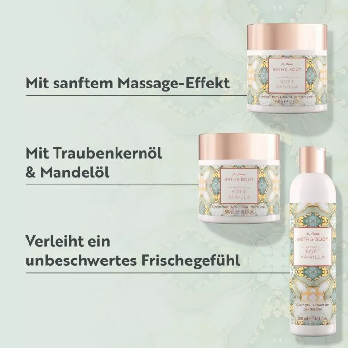 BATH & BODY SOFT VANILLA Körperpflege-Set mit Vanille Duft 3-teilig