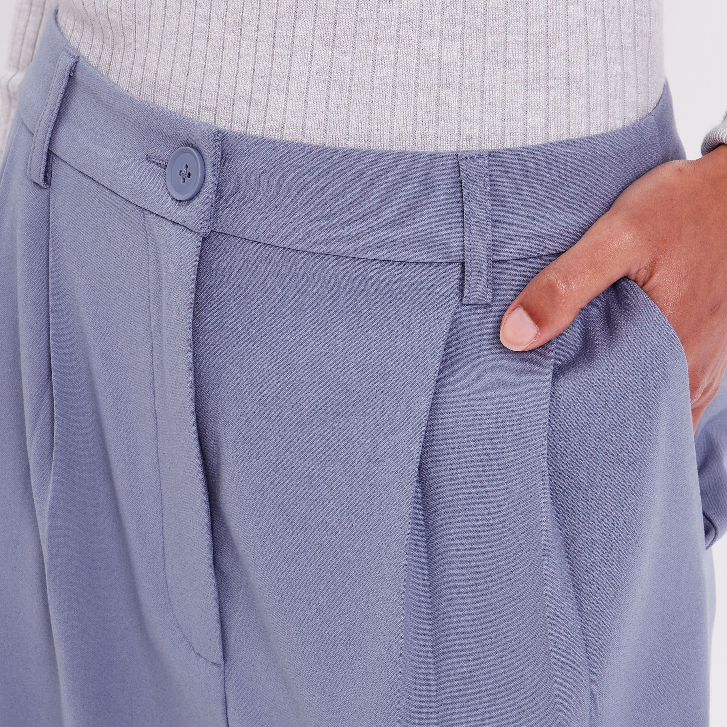 Pantalon city droit pinces bleu gris femme | Cache Cache
