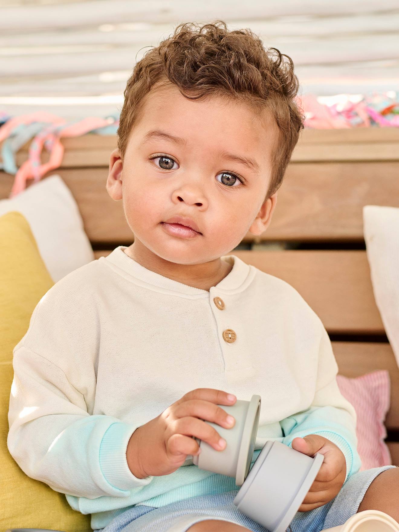 Vertbaudet Baby Sweatshirt mit Recycling-Polyester - himmelblau