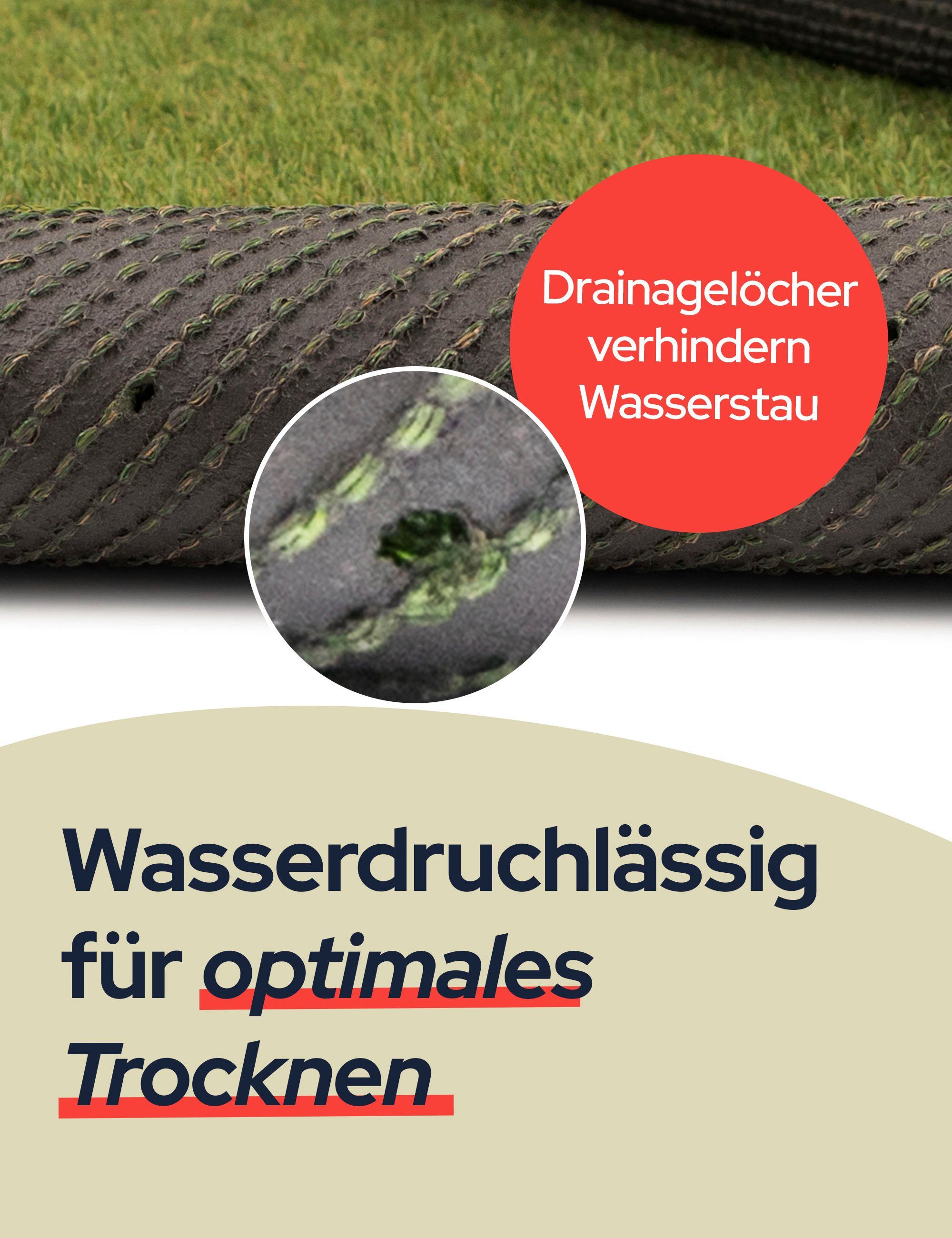 Kunstrasen COLORADO, Primaflor-Ideen in Textil, rechteckig, Höhe: 30 mm, mit Drainagefunktion, ideal für Balkon & Terrasse