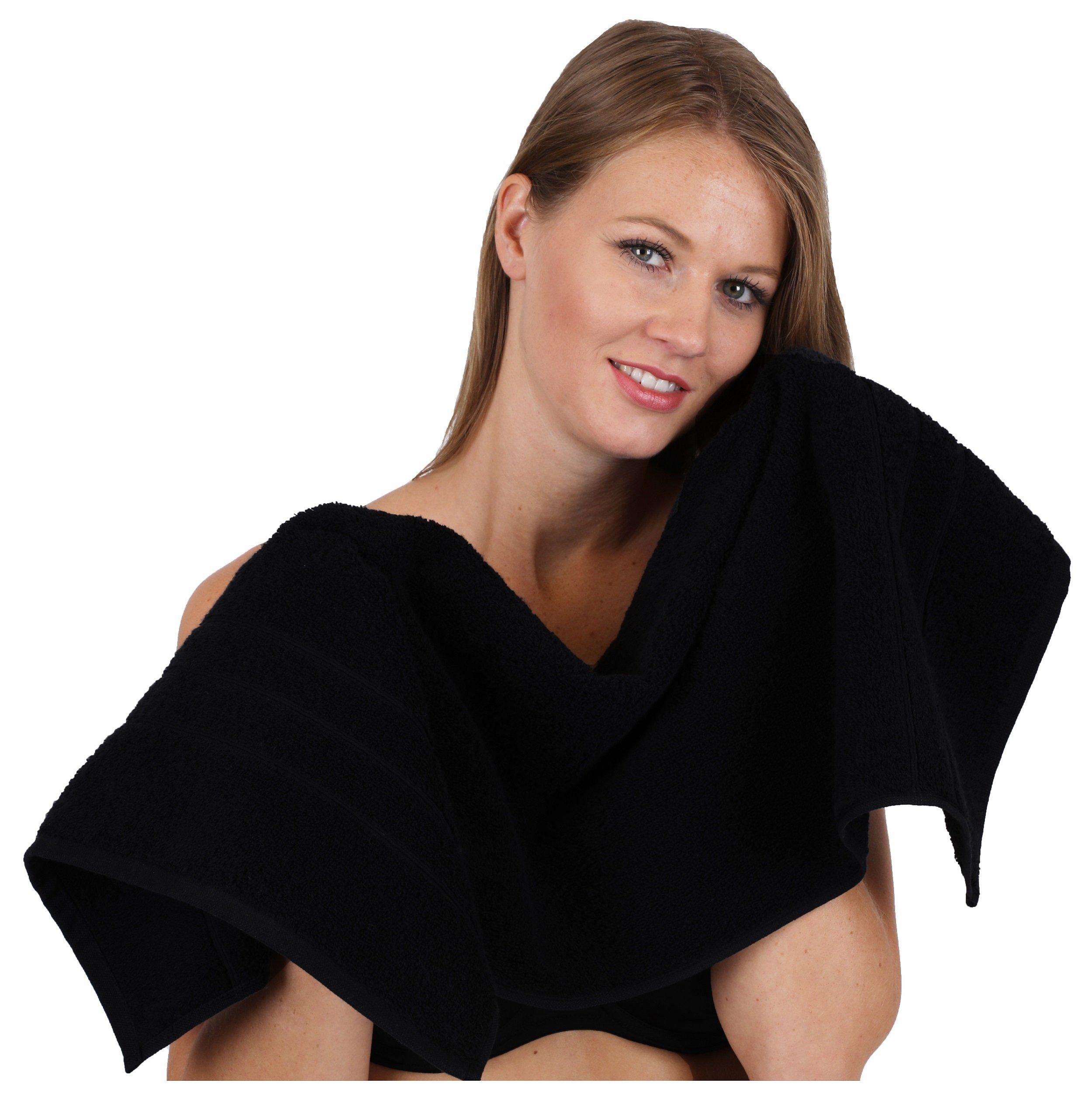 Betz Handtuch Set 8-TLG. Handtuch-Set Deluxe 100% Baumwolle 2 Badetücher 2 Duschtücher 2 Handtücher 2 Seiftücher Farbe anthrazit grau und schwarz, 100% Baumwolle, (8-tlg)
