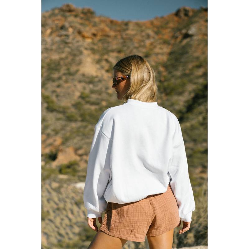 RUSTY SUNSET PALM OVERSIZE CREW NECK FLEECE Sweatshirt Damen