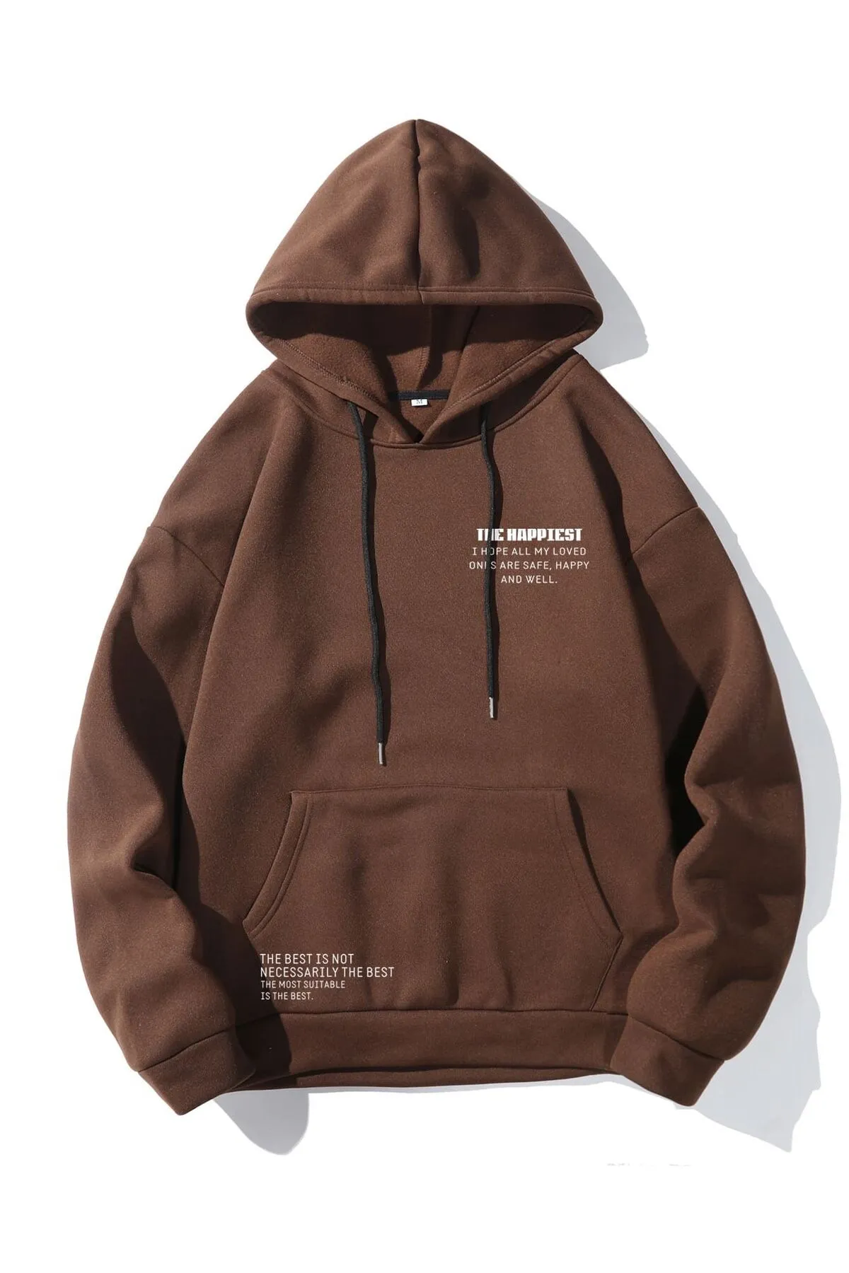 Know  Unisex-Sweatshirt „The Happiest“ mit Kapuze in Braun