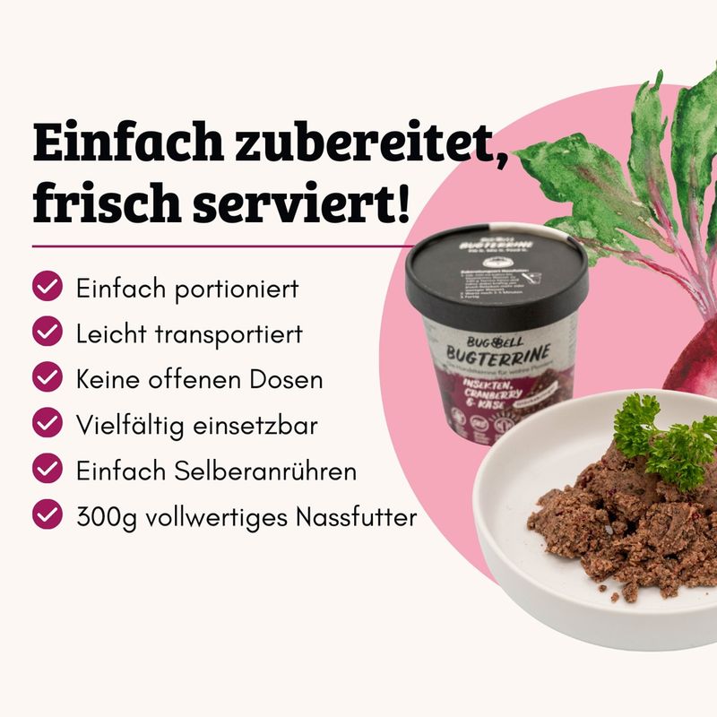 BugBell BugTerrine Adult Insekten, Cranberry und Käse
