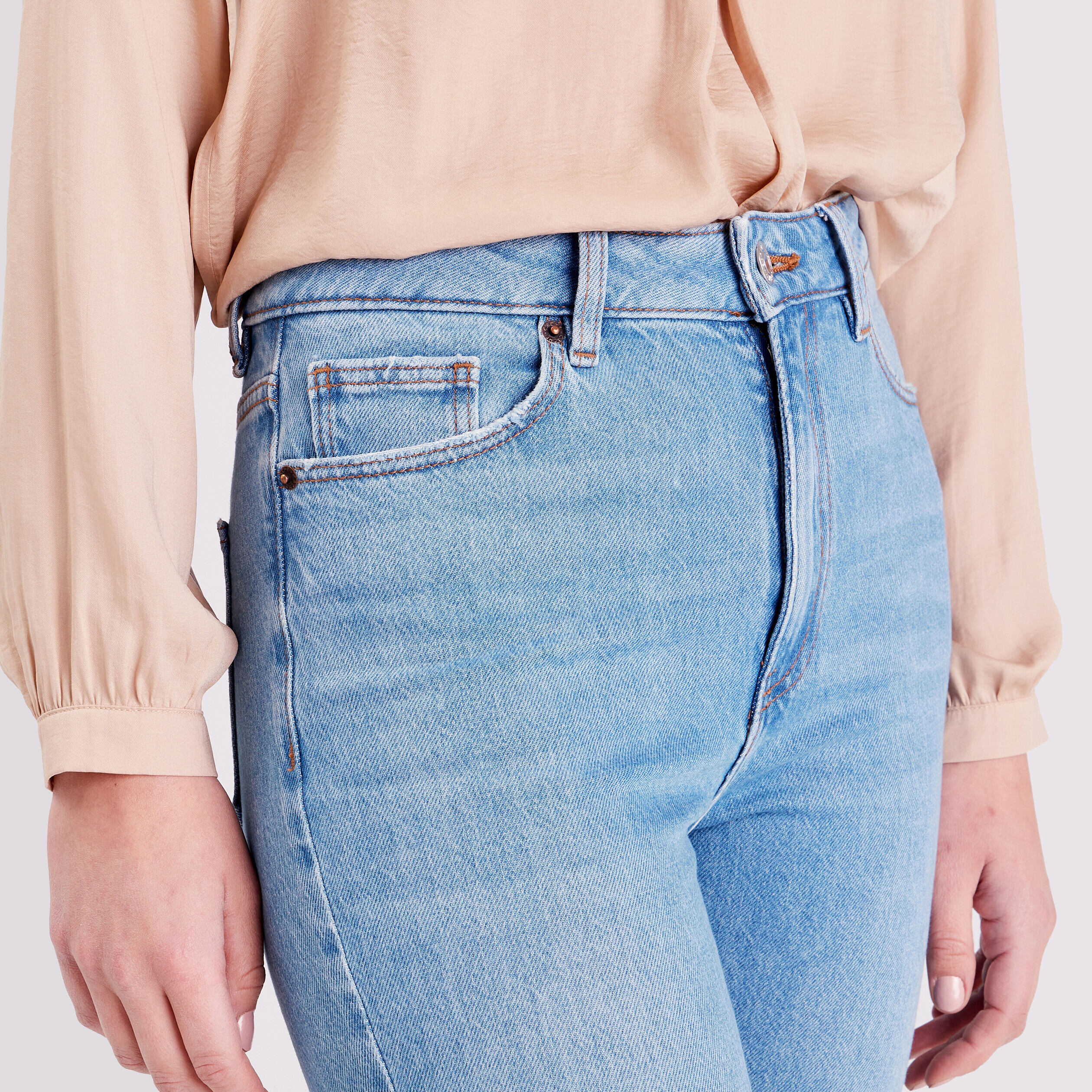 Jeans slim taille haute denim bleach femme | Cache Cache