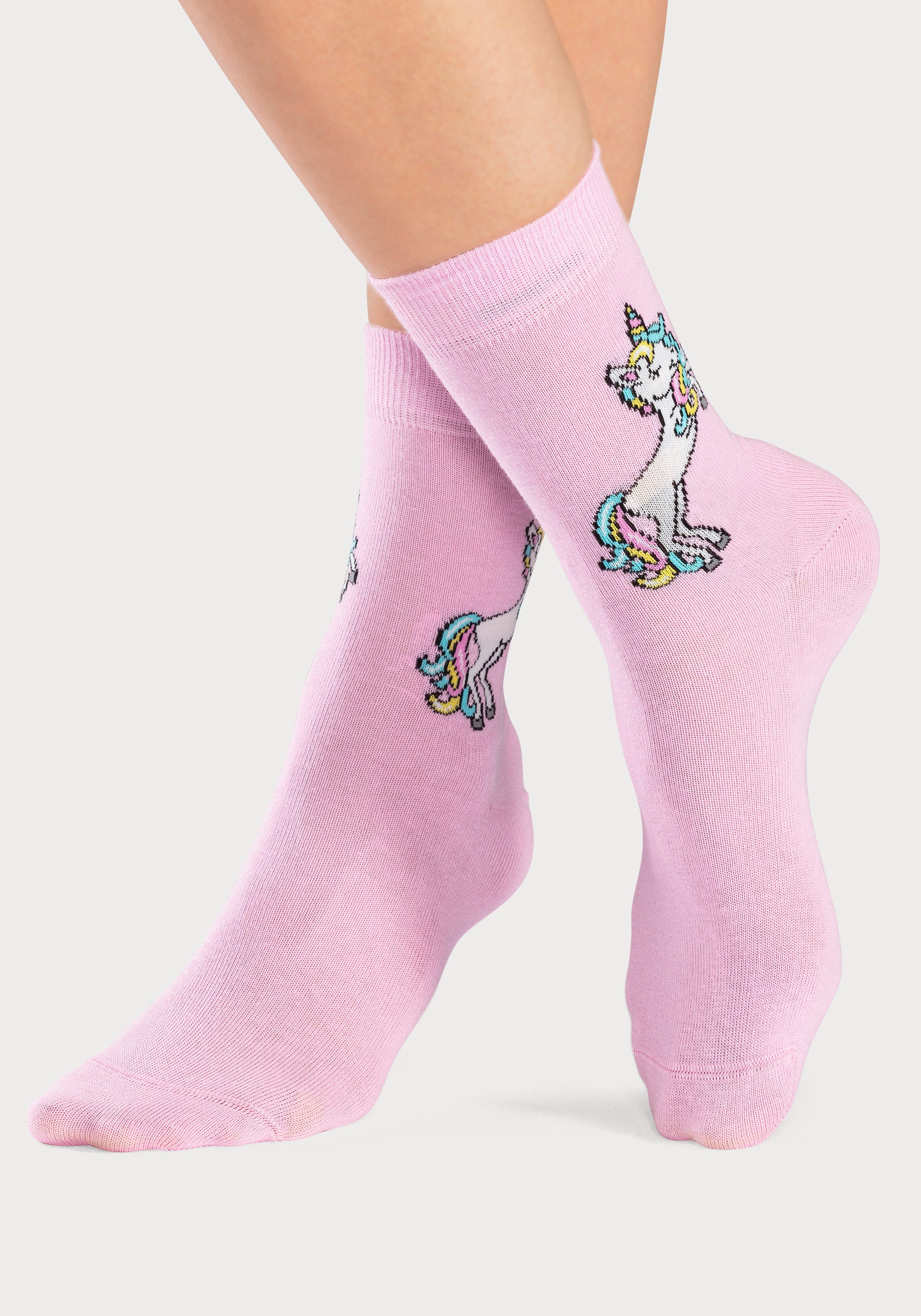 H.I.S Basicsocken (4-Paar) mit Einhorn Motiven